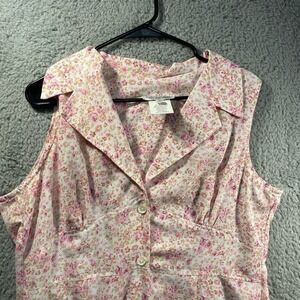 Vintage 90s Floral Button up All over design collar girly feminine maxi dress 16